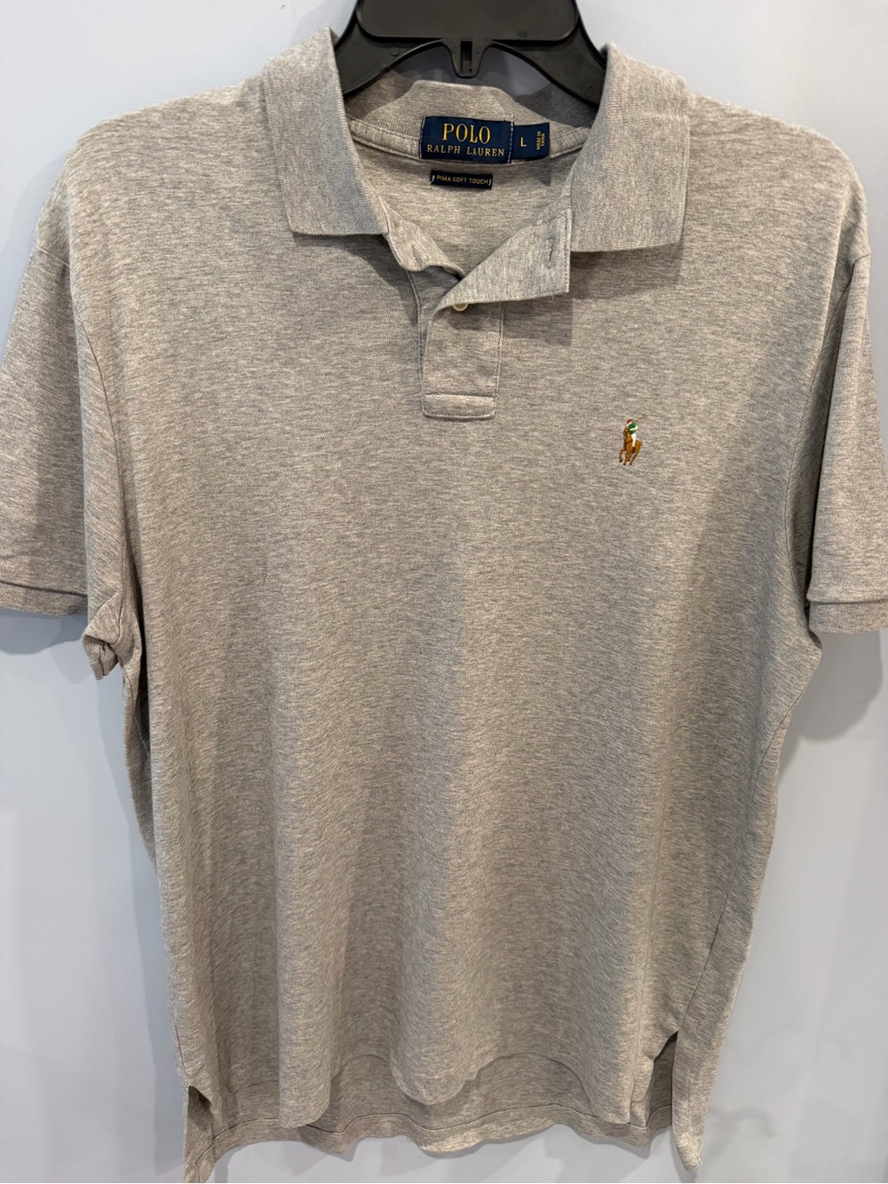 Polo Ralph Lauren Men's Size L Grey Heather Pima Soft Touch Polo